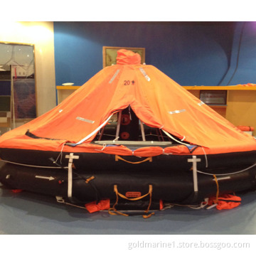 Davit launched inflatable life raft
